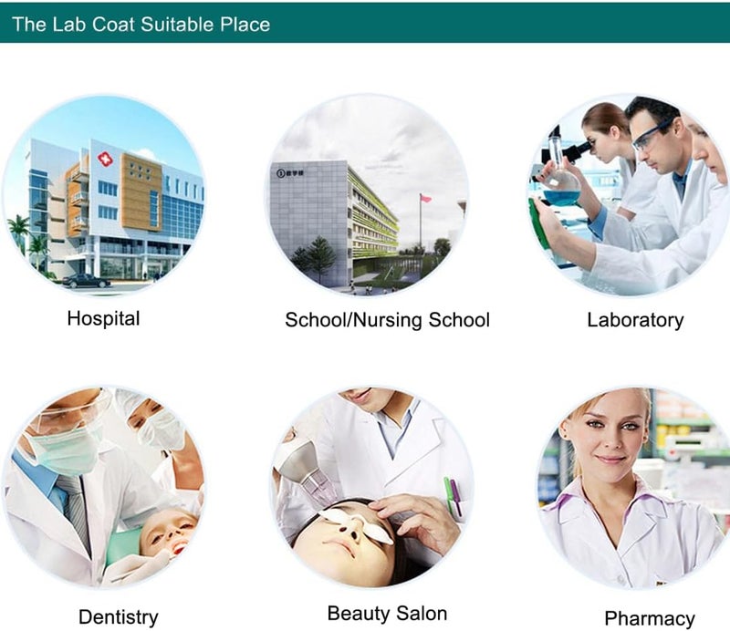 RLIAHALM Unisex Lab Coat for Women & Men Long Sleeve Uniform Doctor Nurse Career Day Coat - Image 4